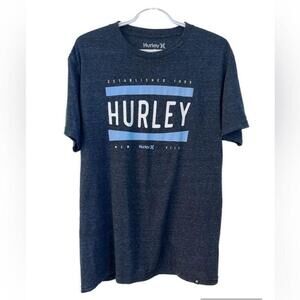 Hurley Lightweight Printed Logo T-shirt - Heathered Blue- Medium
